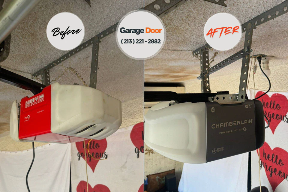 Before and after: garage door repair Fresno, TX